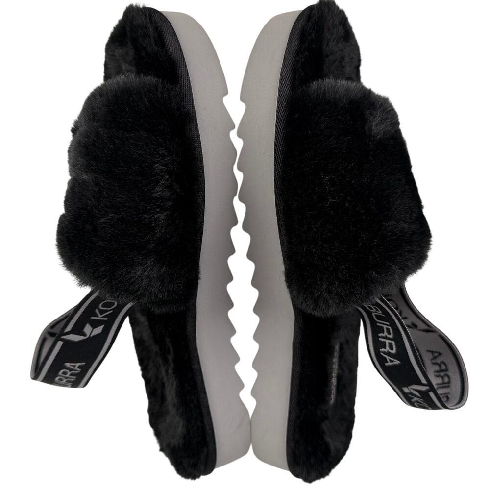 Koolaburra Ugg Faux Fur Back Strap Slide Slippers Black Size 7 - Picture 4 of 7